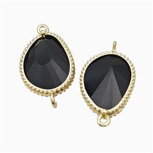 Natural Black Obsidian Teardrop Connector Gold Plated, approx 14.5-20mm [GM24087]
