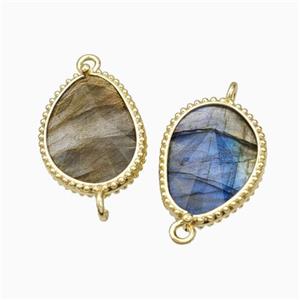 Natural Labradorite Teardrop Connector Gold Plated, approx 14.5-20mm [GM24090]