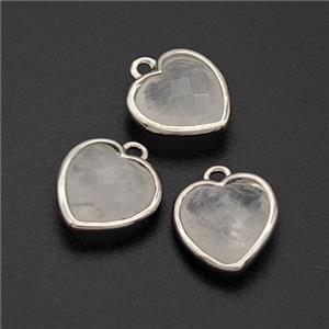 Natural Clear Quartz Heart Pendant Faceted Platinum Plated, approx 10mm [GM24099]