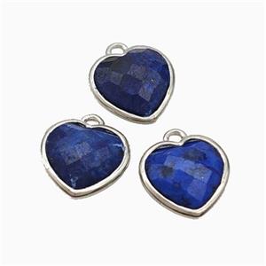 Natural Lapis Lazuli Heart Pendant Dye Faceted Platinum Plated, approx 10mm [GM24109]