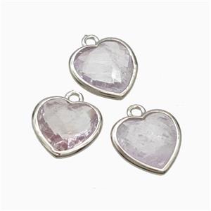 Natural Lt.purple Amethyst Heart Pendant Faceted Platinum Plated, approx 10mm [GM24110]