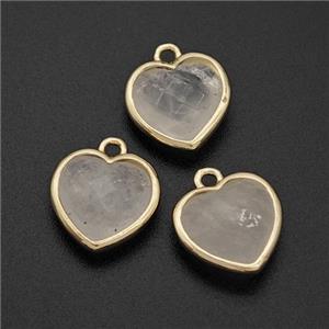 Natural Clear Quartz Heart Pendant Faceted Gold Plated, approx 10mm [GM24113]