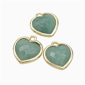 Natrural Green Strawberry Quartz Heart Pendant Faceted Gold Plated, approx 10mm [GM24119]