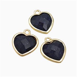 Blue Sandstone Heart Pendant Faceted Gold Plated, approx 10mm [GM24122]