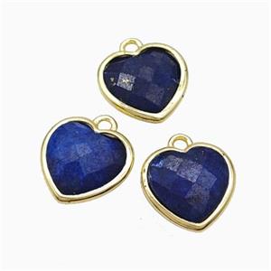 Natural Blue Lapis Lazuli Heart Pendant Dye Faceted Gold Plated, approx 10mm [GM24125]
