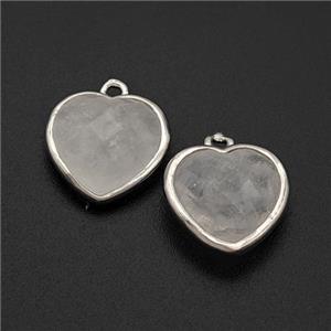 Natural Clear Quartz Heart Pendant Faceted Platinum Plated, approx 12mm [GM24127]