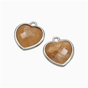 Natural Peach Sunstone Heart Pendant Faceted Platinum Plated, approx 12mm [GM24134]