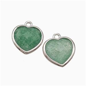 Natural Green Strawberry Quartz Heart Pendant Faceted Platinum Plated, approx 12mm [GM24141]