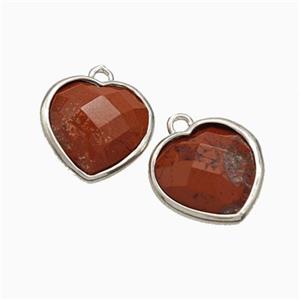 Natural Red Jasper Heart Pendant Faceted Platinum Plated, approx 12mm [GM24142]