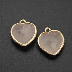 Natural Pink Rose Quartz Heart Pendant Faceted Gold Plated, approx 12mm [GM24151]