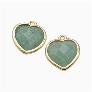 Natural Green Aventurine Heart Pendant Faceted Gold Plated, approx 12mm [GM24156]