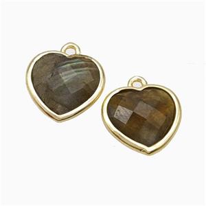Natural Labradorite Heart Pendant Faceted Gold Plated, approx 12mm [GM24167]