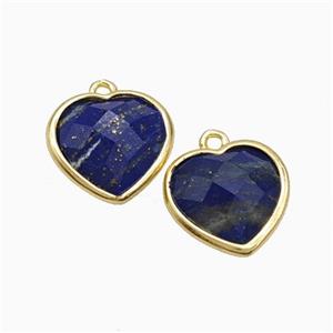 Natural Blue Lapis Lazuli Heart Pendant Faceted Gold Plated, approx 12mm [GM24175]