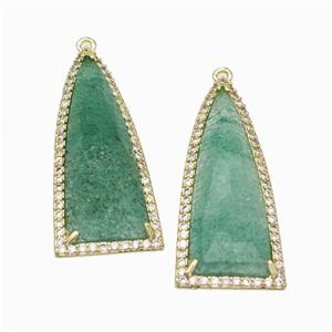 Natural Green Strawberry Quartz Arrowhead Pendant Copper Pave Zirconia Gold Plated, approx 15-35mm [GM24201]