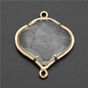 Clear Quartz FireBalloon Connector Gold Plated, approx 20-22mm [GM24204]
