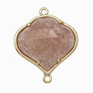 Natural Pink Strawberry Quartz FireBalloon Connector Gold Plated, approx 20-22mm [GM24208]