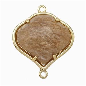 Natural Peach Sunstone FireBalloon Connector Gold Plated, approx 20-22mm [GM24209]