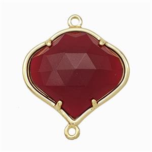 Natural Red Agate Dye FireBalloon Connector Gold Plated, approx 20-22mm [GM24211]
