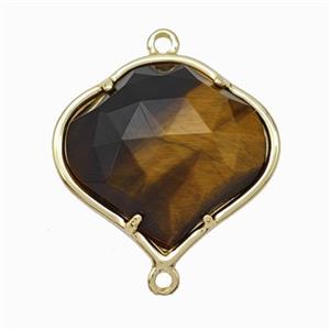 Natural Tiger Eye Stone FireBalloon Connector Gold Plated, approx 20-22mm [GM24213]