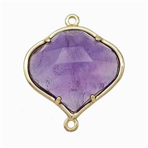 Natural Purple Amethyst FireBalloon Connector Gold Plated, approx 20-22mm [GM24216]