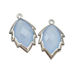 Blue Dye Jade Leaf Pendant Platinum Plated, approx 14-20mm [GM24221]