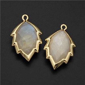 Natural White Moonstone Leaf Pendant Gold Plated, approx 14-20mm [GM24235]