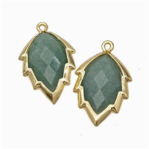Natural Green Strawberry Quartz Leaf Pendant Gold Plated, approx 14-20mm [GM24239]