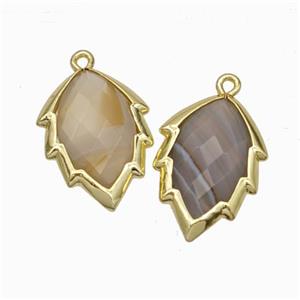 Natural Botswana Agate Leaf Pendant Gold Plated, approx 14-20mm [GM24240]