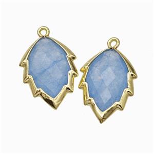 Blue Dye Jade Leaf Pendant Gold Plated, approx 14-20mm [GM24243]