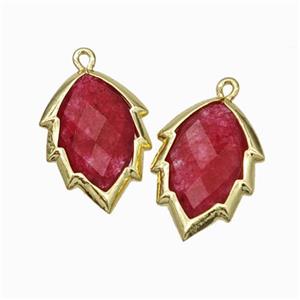 Red Dye Jade Leaf Pendant Gold Plated, approx 14-20mm [GM24244]