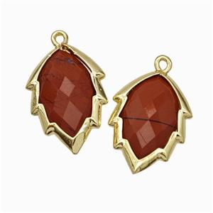 Natural Red Jasper Leaf Pendant Gold Plated, approx 14-20mm [GM24248]