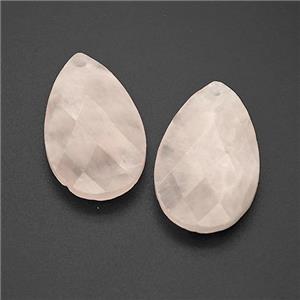 Natural Pink Rose Quartz Teardrop Pendant Faceted, approx 18-30mm [GM24264]