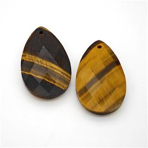 Natural Tiger Eye Stone Teardrop Pendant Faceted, approx 18-30mm [GM24271]