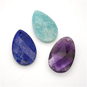 Natural Gemstone Teardrop Pendant Faceted Mixed, approx 18-30mm [GM24274]
