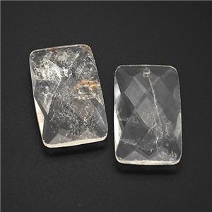 Natural Clear Quartz Rectangle Pendant Faceted, approx 18-30mm [GM24275]
