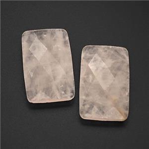 Natural Pink Rose Quartz Rectangle Pendant Faceted, approx 18-30mm [GM24276]