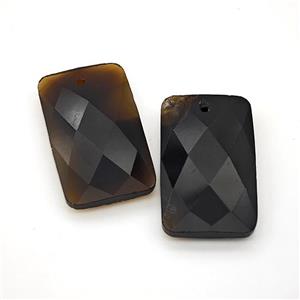 Natural Black Obsidian Rectangle Pendant Faceted, approx 18-30mm [GM24280]