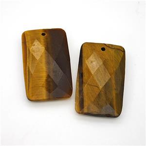 Natural Tiger Eye Stone Rectangle Pendant Faceted, approx 18-30mm [GM24283]