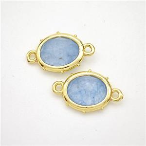 Blue Dye Jade Oval Connector Gold Plated, approx 10-12mm [GM24290]