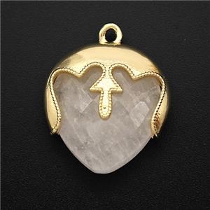 Natural Clear Quartz Face Pendant Gold Plated, approx 19mm [GM24298]
