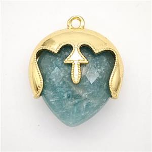Natural Green Amazonite Face Pendant Gold Plated, approx 19mm [GM24300]