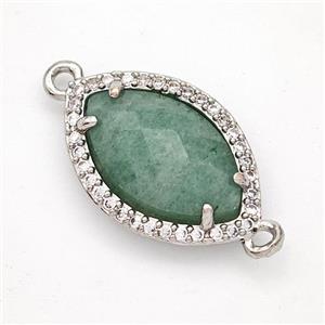 Green Strawberry Quartz Eye Connector Copper Pave Zirconia Platinum Plated, approx 14-20mm [GM24327]