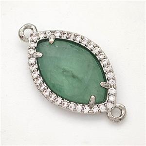 Natural Green Fluorite Eye Connector Copper Pave Zirconia Platinum Plated, approx 14-20mm [GM24334]