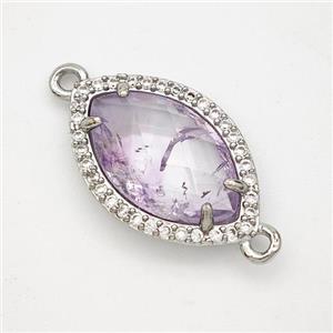 Lt.purple Amethyst Eye Connector Copper Pave Zirconia Platinum Plated, approx 14-20mm [GM24336]