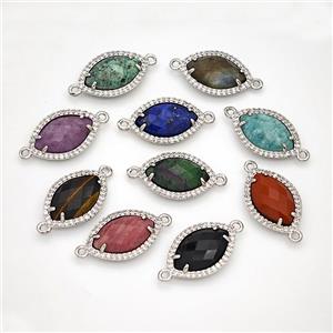 Gemstone Eye Connector Copper Pave Zirconia Platinum Plated Mixed, approx 14-20mm [GM24338]