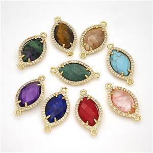 Gemstone Eye Connector Copper Pave Zirconia Gold Plated Mixed, approx 14-20mm [GM24350]