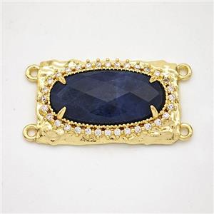 Blue Sodalite Oval Connector Copper Pave Zirconia Gold Plated, approx 16-26mm [GM24459]