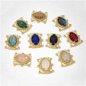 Gemstone Eye Connector Copper Pave Zirconia Gold Plated Mixed, approx 16-22mm [GM24473]