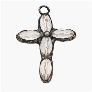 Crystal Glass Cross Pendant Antique Red, approx 45-60mm [GM24476]
