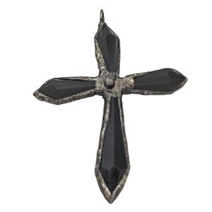 Black Crystal Glass Cross Pendant Antique Red, approx 80-95mm [GM24478]